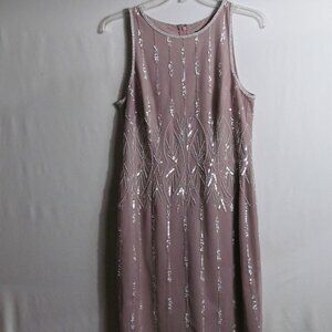 Adrianna Papell Studio Elegant Beautifuly Beaded Blush Dress Size 6 EUC